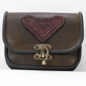 Velká kožená historická tašvice dvojitá hranatá